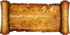 Ignyácsev Anita névjegykártya
